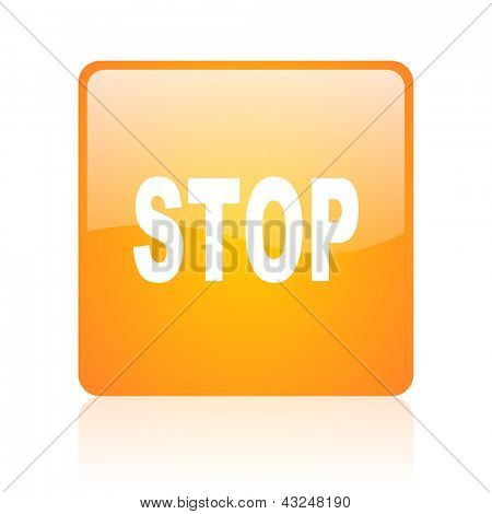 stoppe orange firkantet blank web ikon