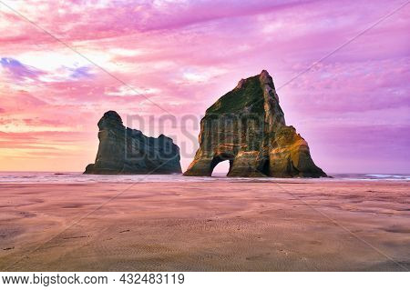 The Archway Islands Are Just Off Wharariki Beach At The Top Of The West Coast In The Golden Bay Area