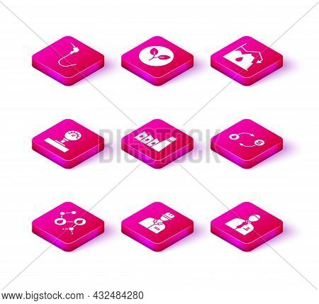 Set Molecule Oil, Oilman, Gauge Scale, Industrial Factory Building, Businessman Stock Market Trader,
