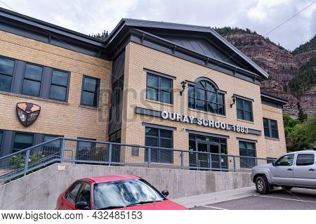 Ouray, Colorado - August 3, 2021: Exterior Of The Historical Ouray School, Since 1883