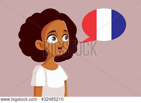Teen Girl Learning French Vector Cartoon Illustration