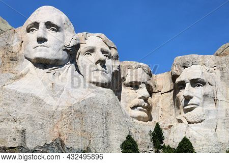 September 8, 2021 In Mt Rushmore, Sd:  Sculpted Faces Of Four Past Presidents Completed During 1941 