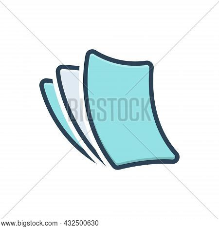 Color Illustration Icon For Paperless Cardboard Disposable Insubstantial Paper-thin Papery Wafer-thi