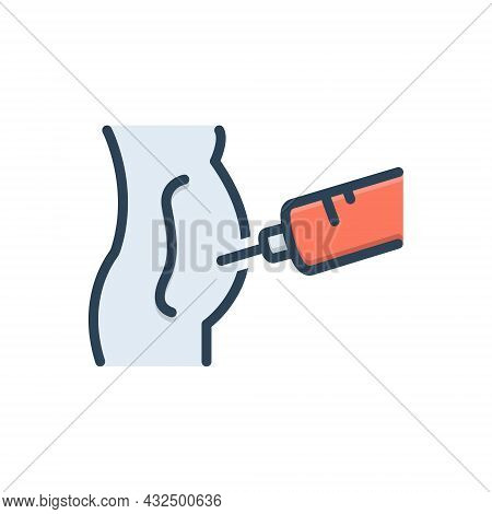 Color Illustration Icon For Paracentesis Abdominal Abdomen Patient Therapeutic Surgical Needle Injec