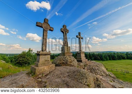 The National Natural Monument Three Crosses (tři Kříže In Czech) Near The Small Town Of Prameny Near