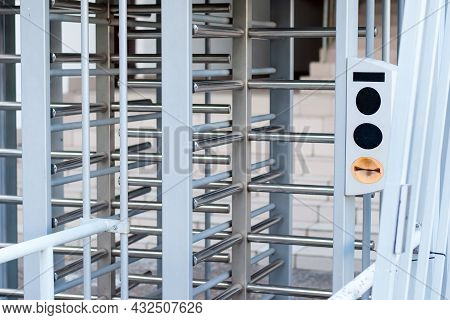 A Turnstile At The Stadium For Spectators To Pass By Passes.