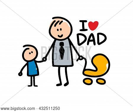 Young Father With Child And Baby In The Yellow Stoller.
