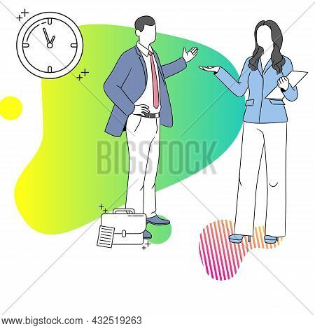A Man And Woman Talking Business In Office