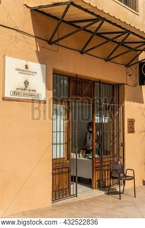 Sineu, Spain; September 08 2021: Information Office Of The City Council Of Sineu Belonging To The Co