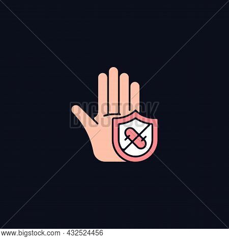 Microbes Protection Rgb Color Icon For Dark Theme. Protect Hands Against Pathogens. Antimicrobial Cl