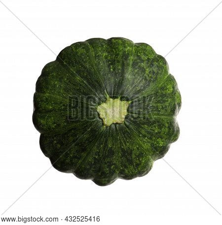 Fresh Ripe Green Pattypan Squash Isolated On White