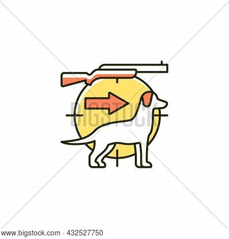 Dog Handler Rgb Color Icon. Hunting With Canine. Trained Hunting Dog. Hunt Companion. Breeds For Cat