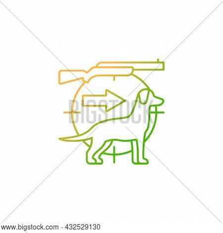 Dog Handler Gradient Linear Vector Icon. Hunting With Companion. Breeds For Catching Preys. Retrieve