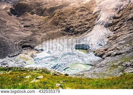 Mountain Glacier In Austrian Alps. Schlaten Glacier, German: Schlatenkees, In Venediger Group, Hohe 