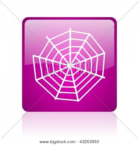 icono brillante de araña web web cuadrado violeta