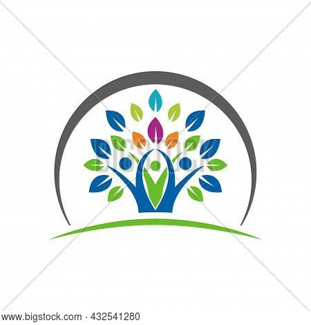 Non Profit Logo, People, Healthy Vector Illustration.