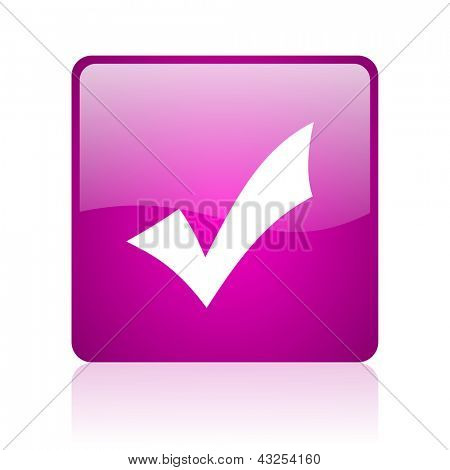 acceptere violet firkantede web blank ikon