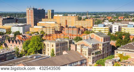 Groningen, Netherlands - September 05, 2021: Panorama Of The Theater And Hospital In The City Center