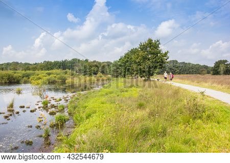 Dwingelderveld, Netherlands - August 21, 2021: People Walking At The Path Along The Pools Of Nationa