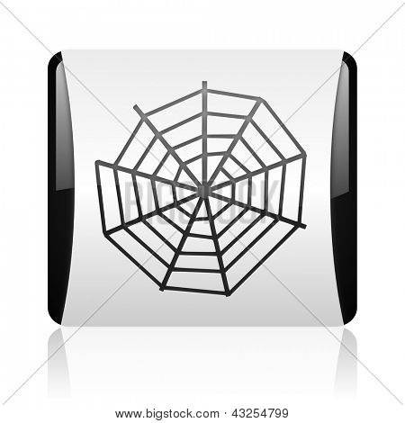 icono brillante de araña web web cuadrados blanco y negro