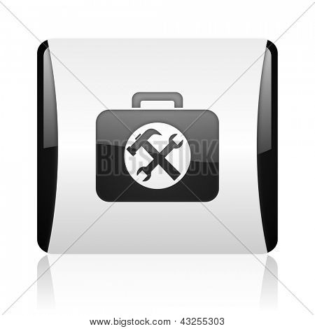 Toolkit czarno-biały kwadrat WWW błyszczący ikona