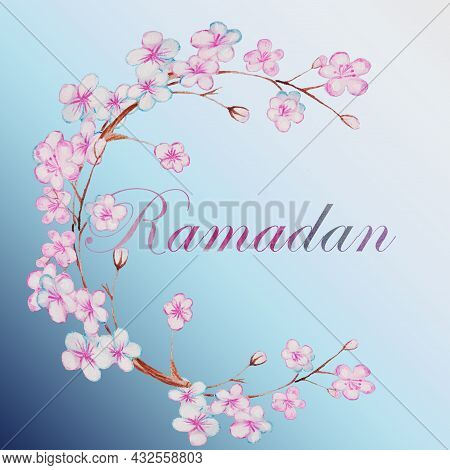 The Inscription Of Ramadan In Colored Multicolored Letters In English,the Arabic Month, A Muslim Hol