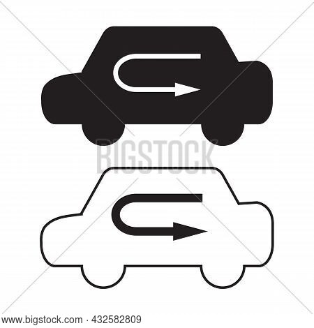 Air Control Icon On White Background. Recirculation Air Sign. Air From Inside Car Symbol. Flat Style