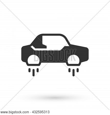 Grey Fantastic Flying Car Icon Isolated On White Background. Hover Car Future Technology Future Tran