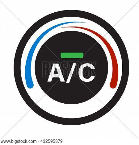Car Air Condition Button On White Background. Air Conditioner Control Sign. Cold And Warm Symbol. Fl