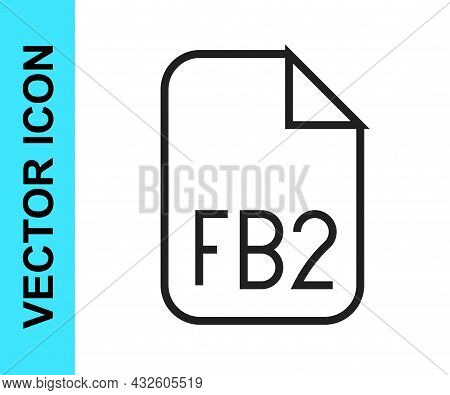 Black Line Fb2 File Icon Isolated On White Background. Vector