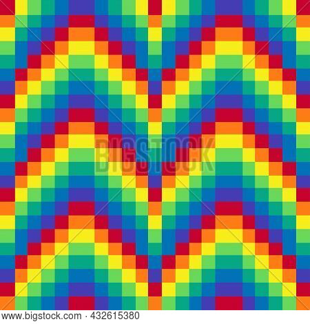 Pixel Rainbow. Seamless Illustration. Vector Background. Enp 10