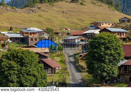 Tusheti, Georgia - 23 August, 2021: The Upper Omalo Village And The Fortress Keselo