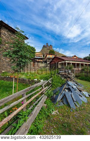 The Upper Omalo Village And The Fortress Keselo. Travel To The Georgia