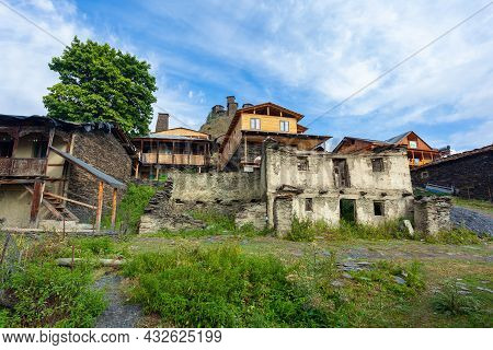The Upper Omalo Village And The Fortress Keselo. Travel To The Georgia