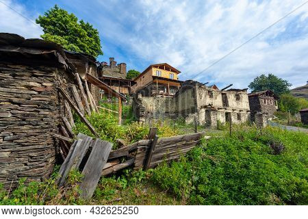 The Upper Omalo Village And The Fortress Keselo. Travel To The Georgia
