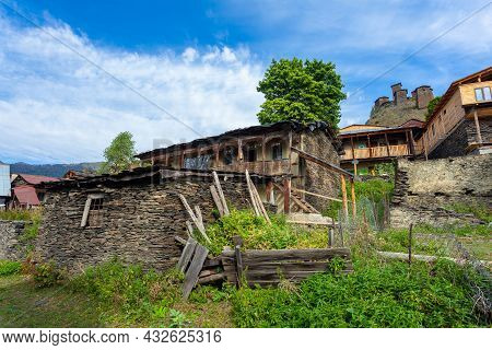 The Upper Omalo Village And The Fortress Keselo. Travel To The Georgia