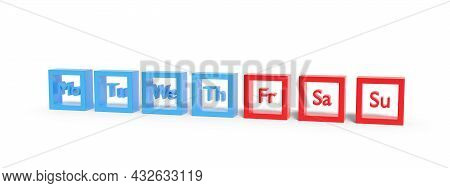 Calendar Isolated On White Background. Four-day Workweek Concept. 3d Illustration.