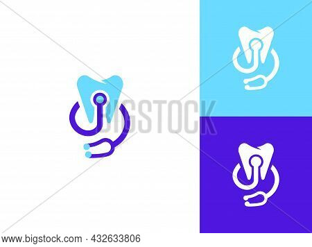 Teeth Stethoscope Logo Icon Design Vector Template