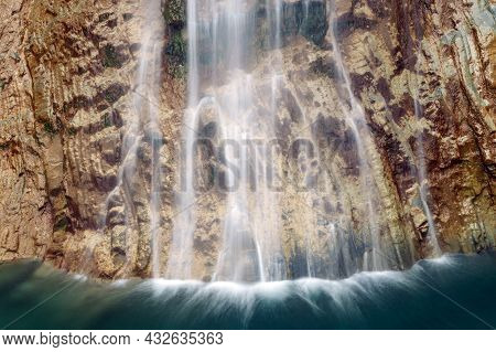 Sorrosal Waterfall In Broto, Huesca, Aragon Pyrenees, North Of Spain