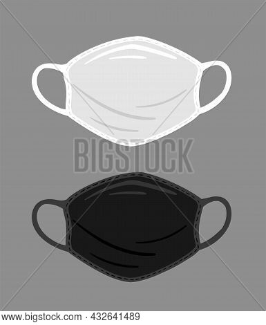 Black And White Medical Masks On Grey Background