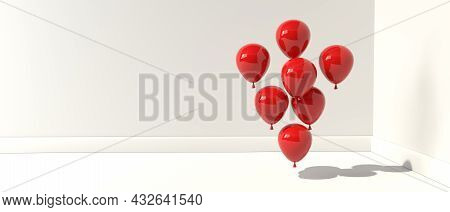 Floating Balloons On A Colored Background - 3d Render