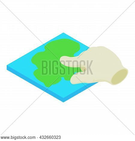 Map Navigation Icon Isometric Vector. Hand Pointer Show The Location On The Map. Modern Technology, 