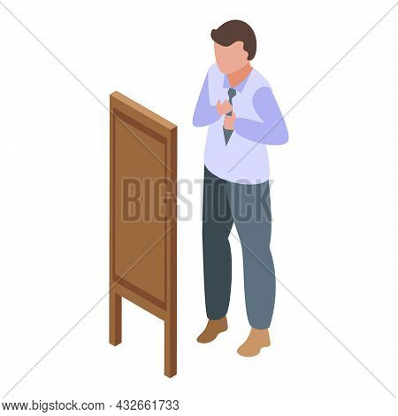 Selfish Man Icon Isometric Vector. Ego Narcissism. Egocentric People