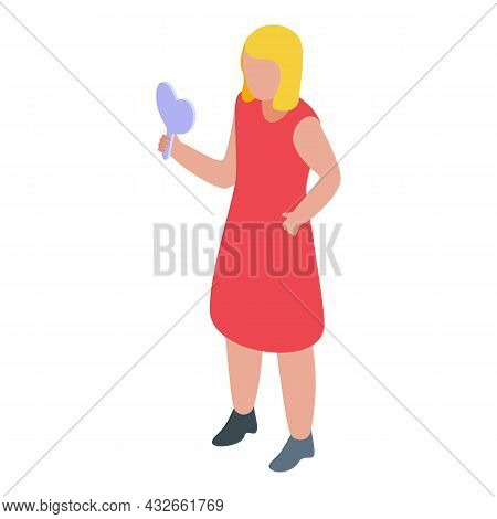 Egocentric Woman Icon Isometric Vector. Ego Narcissism. Selfish People