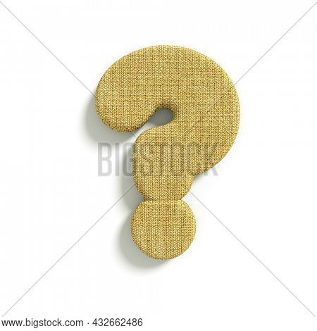 hessian interrogation point - 3d jute symbol isolated on white background. this alphabet is perfect for creative illustrations related to fabric, design, decoration...