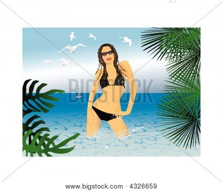 Glamur Bikini kız plaj