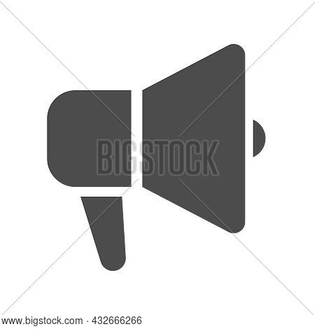 Loud Hailer Silhouette Vector Icon Isolated On White Background. Megaphone Icon For Web, Mobile Apps