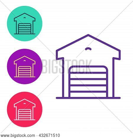 Set Line Warehouse Icon Isolated On White Background. Set Icons Colorful. Vector