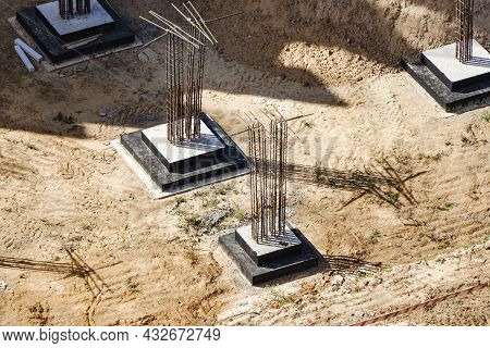 Monolithic Reinforced Concrete Foundations For The Construction Of A Residential Building. Grillage 