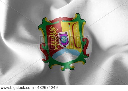 3d Illustration Flag Of Nayarit Is A Region Of Mexico. Waving On The Wind Flag Textile Background
